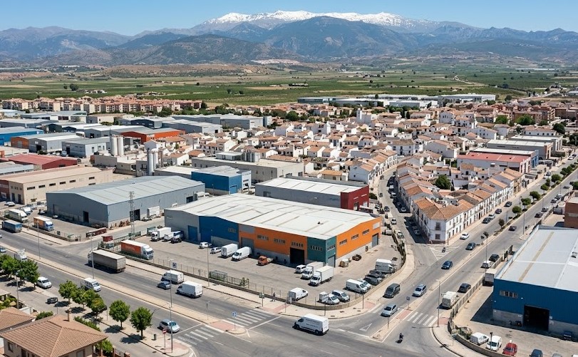 Vista del polígono y casco urbano de Peligros en Granada